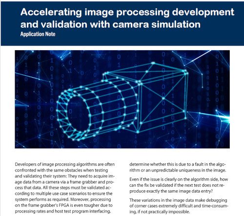 Accelerating image processing development and validation with camera simulation